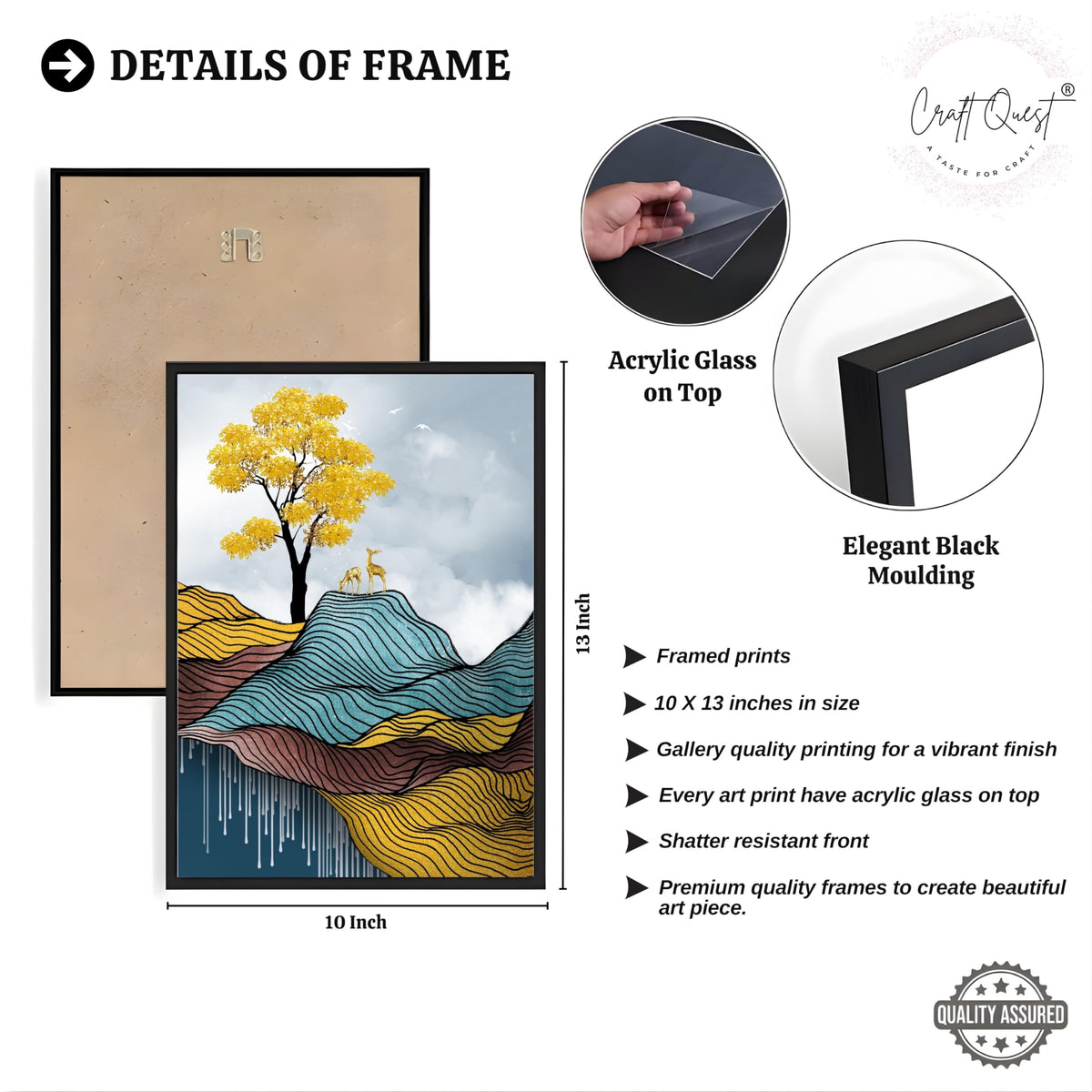 CRAFT QUEST Modern Abstract Landscape Art | Set of 3 Frames for Home Decoration | Ideal for Living Room, Bedroom & Offices