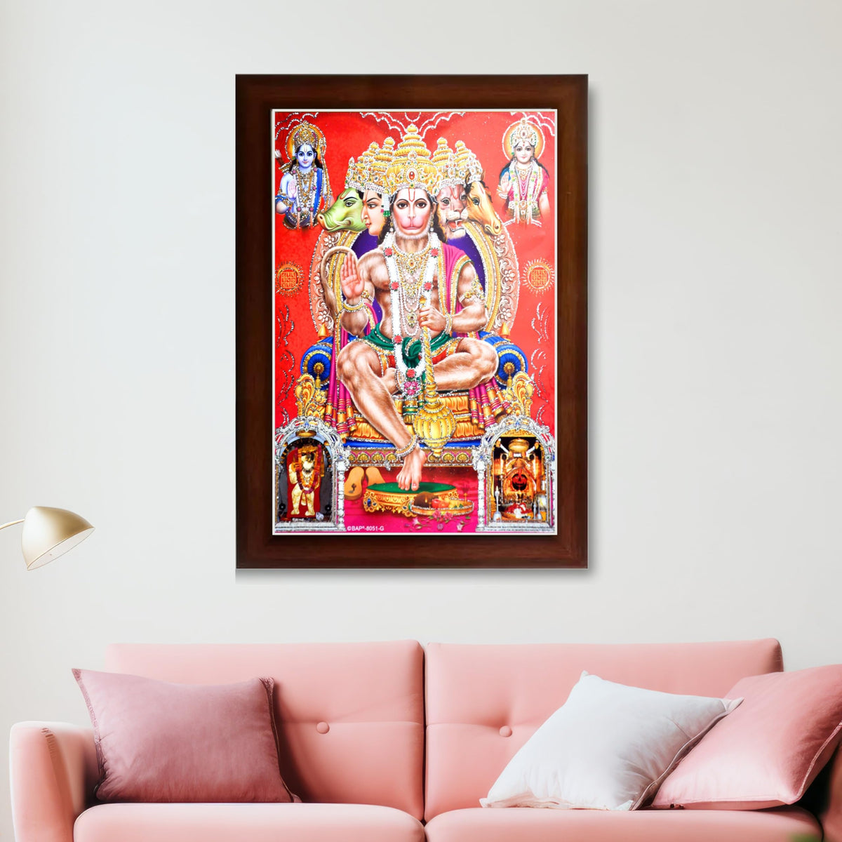 CRAFT QUEST Panchmukhi Hanuman JI | Bajrangbali Religious Photo frame Home Decorative Item Synthetic Wood