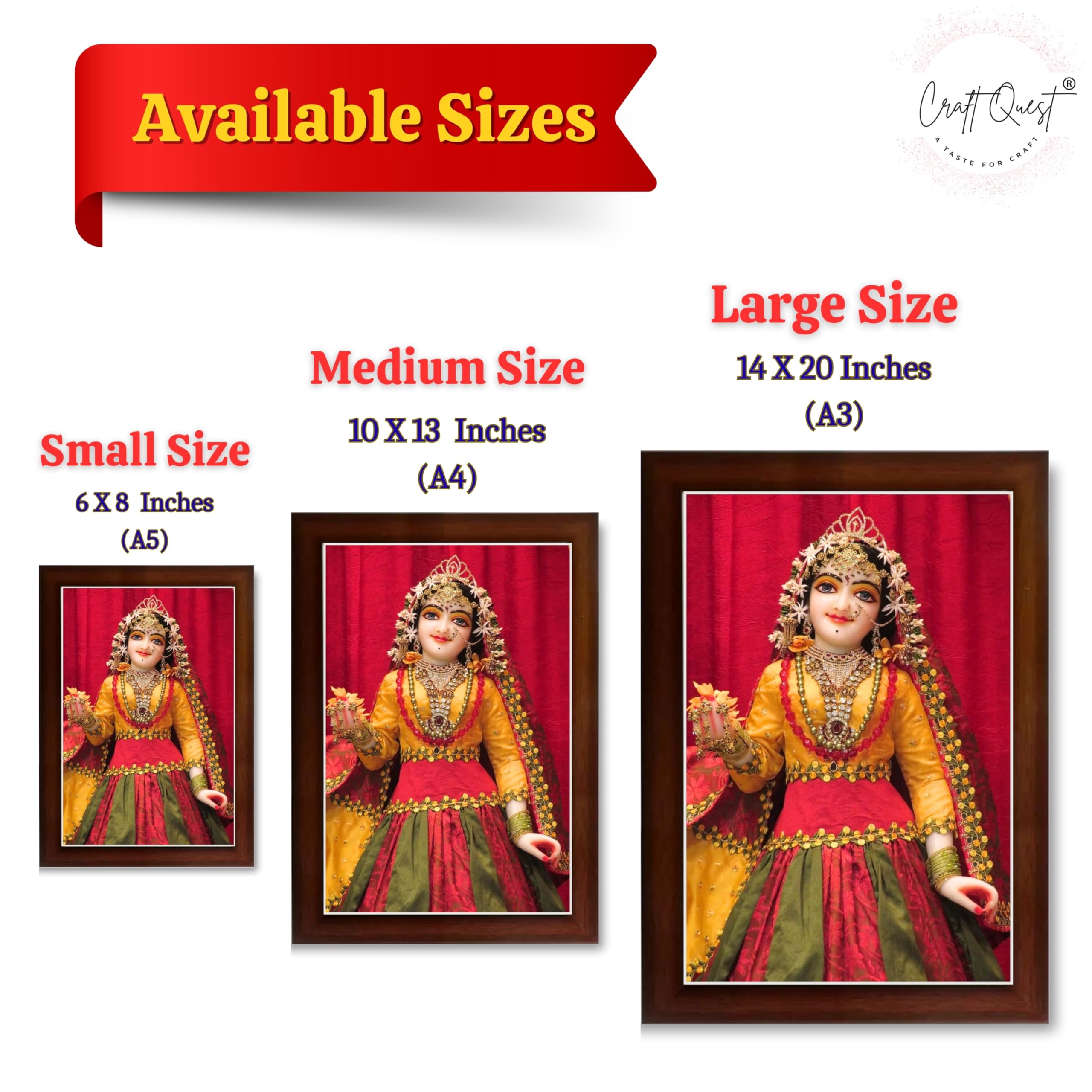 CRAFT QUEST Shri Radha Rani Shringaar Darshan in Vrindavan Photo Frame wooden framed