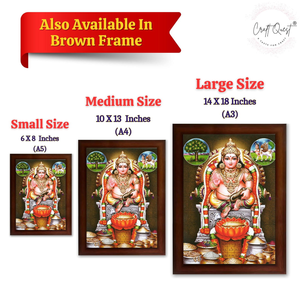 CRAFT QUEST Lord Kubera Swamy Bhagwan Kuber Kubera Wall Painting Framed, Religious Photo Frame, Home Decoration Gift Item