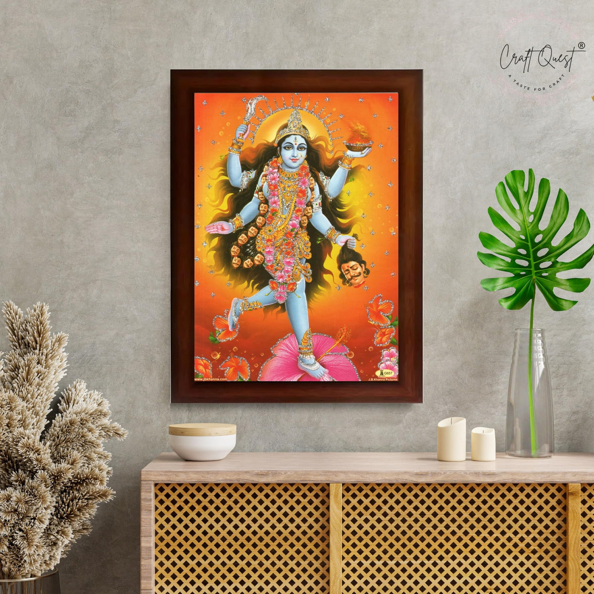 CRAFT QUEST Maha Kali Maa Kalika Mata Mahakali Shiv Shiva Wall Painting Framed Home Decor