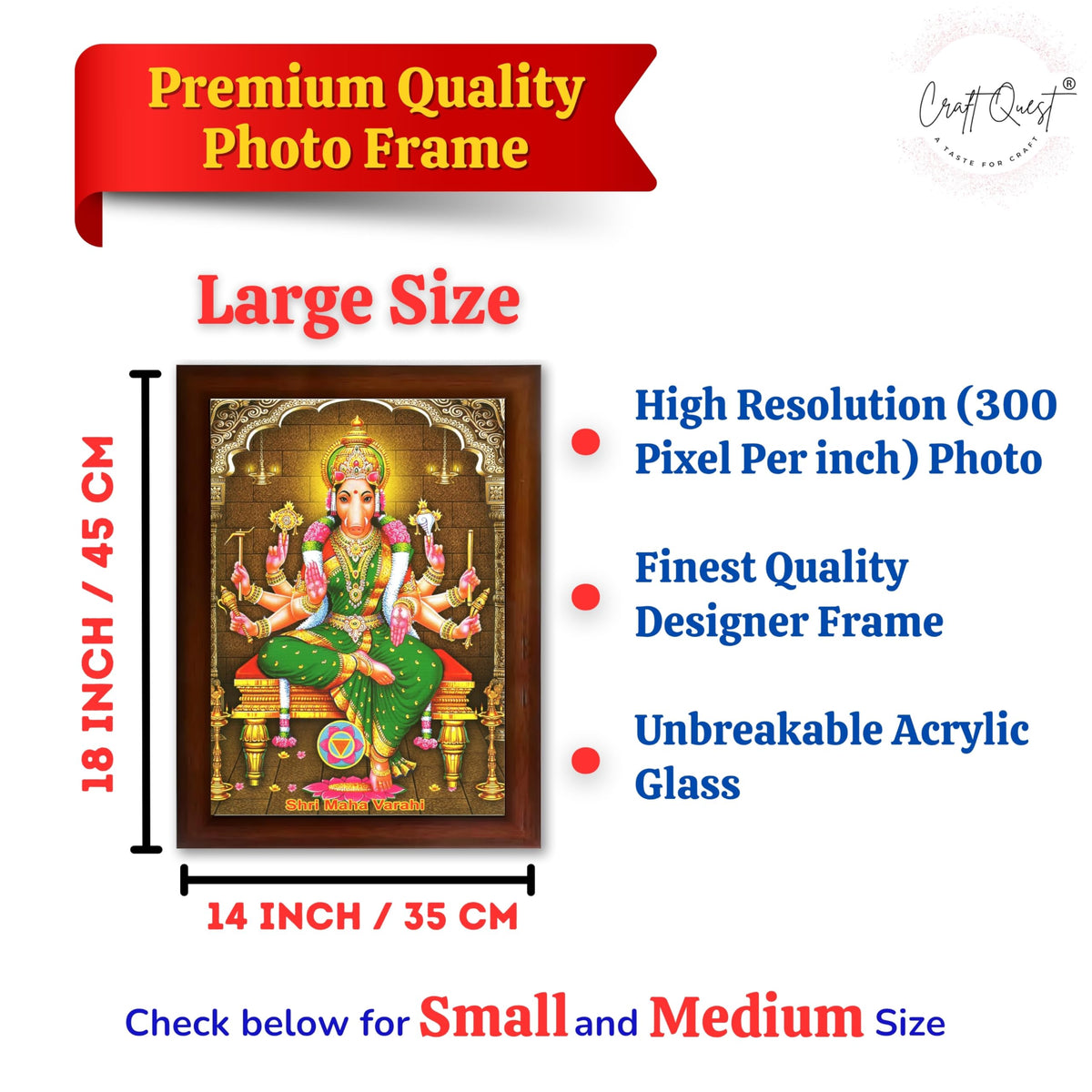 CRAFT QUEST God Varahi Amman Photo Varahi Wall Painting Photo Frame | South Devi God Frame for Home, Office, Temple & Gifting