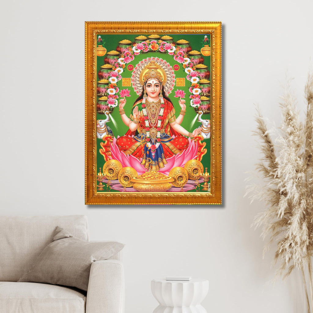 CRAFT QUEST Goddess Lakshmi Devi Dhana Vaibhav Laxmi Maa Wall Painting Frame Home Decor
