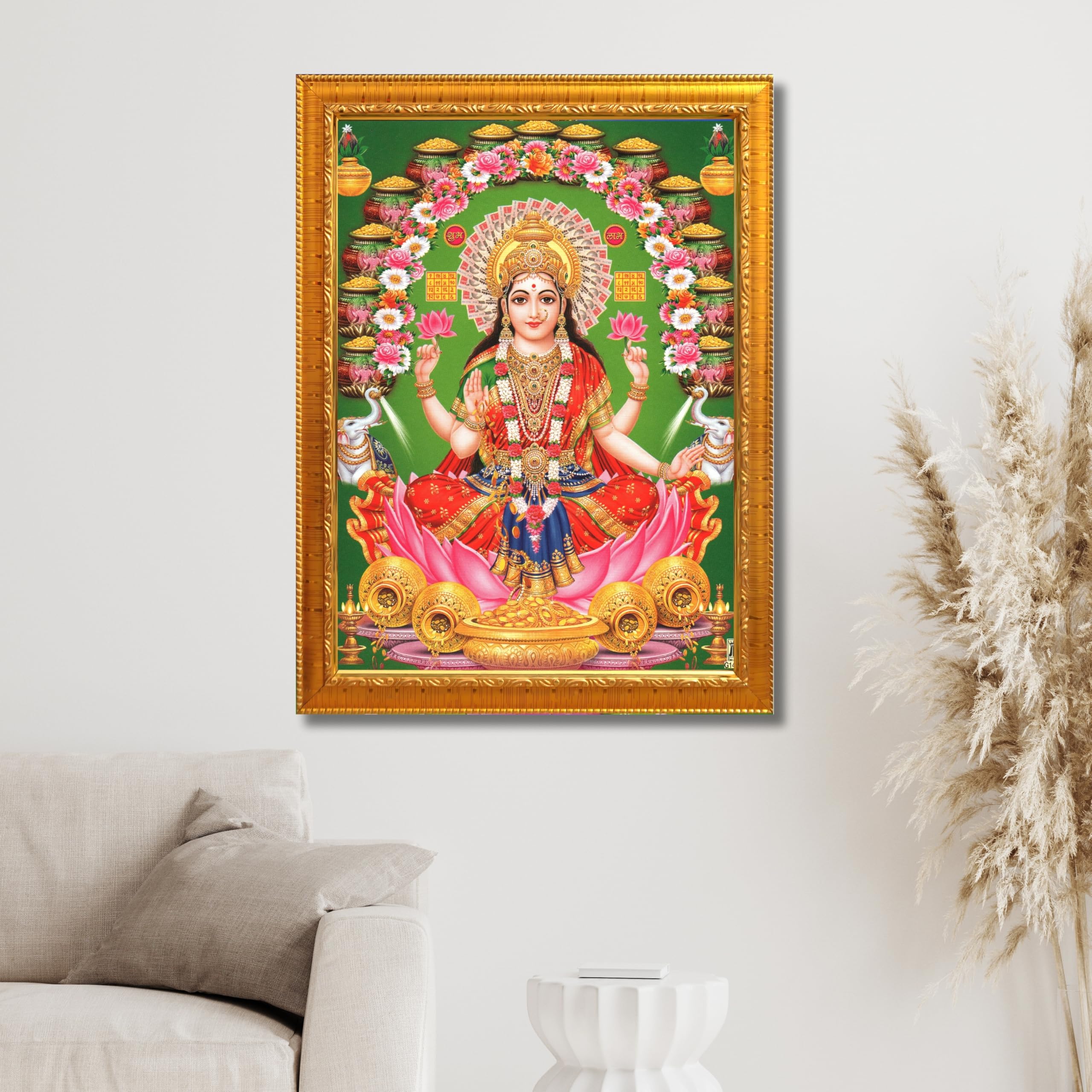 CRAFT QUEST Goddess Lakshmi Devi Dhana Vaibhav Laxmi Maa Wall Painting Frame Home Decor