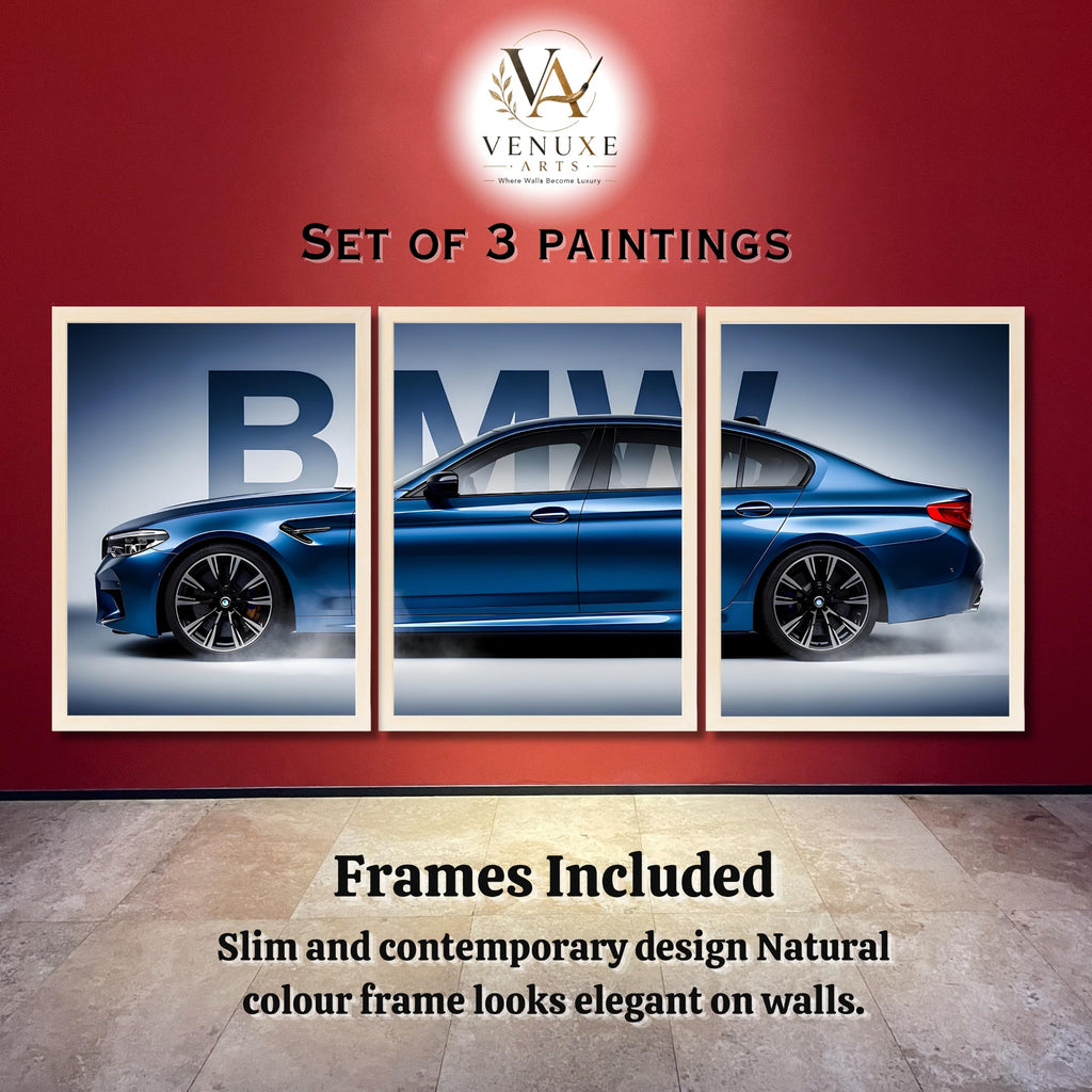 VENUXE ARTS Set Of 3 Big Sports Cars Framed Posters Gift Items for Boys Room Wall Decoration Bedroom, Living Room, Office, Studio Décor | Car Poster Frame for Wall Décor