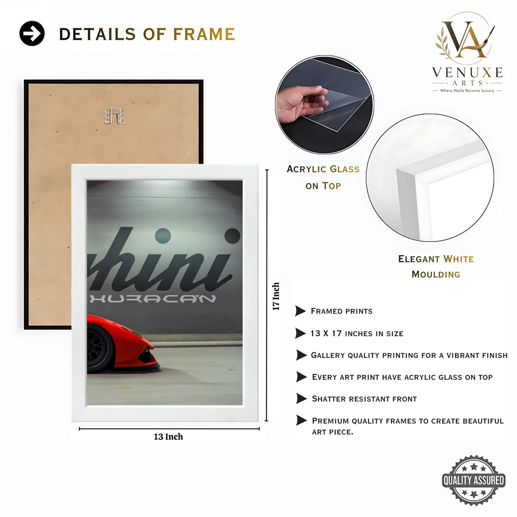 VENUXE ARTS Set Of 3 Big Sports Cars Framed Posters Gift Items for Boys Room Wall Decoration Bedroom Living Room Office Studio Décor | Car Poster Frame for Wall Décor