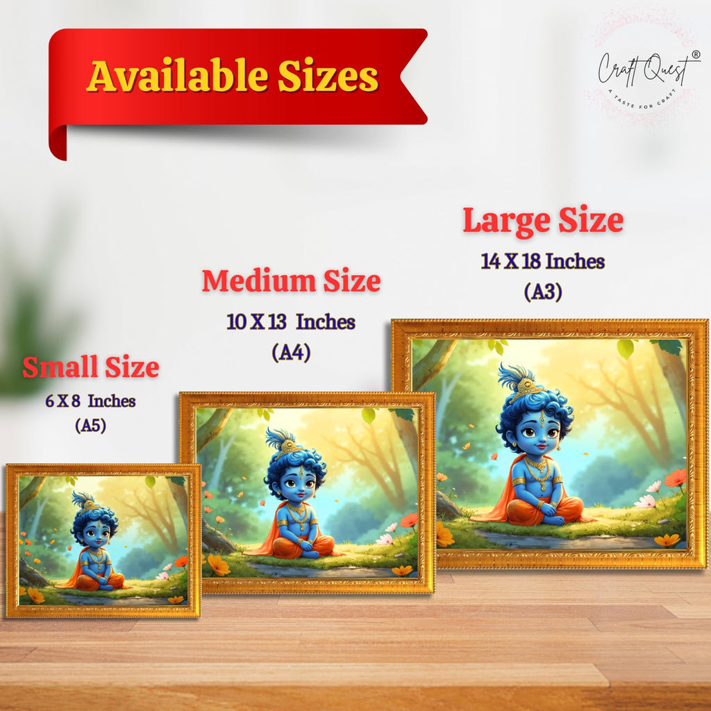 CRAFT QUEST Little Krishna Bal Gopal Makhan Chor Wall Photo Frame | Hindu God Kanha Devotional Home Decor | Gift Item