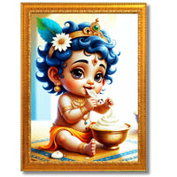 CRAFT QUEST Bal Gopal Painting Kanha Ji Poster | Walls Home Bedroom Living Room Decoration Gift.