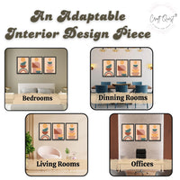 CRAFT QUEST Wall Art Decor Paintings | Set of 3 BOHO Wall Art Frames for Home Decoration | Ideal for Living Room, Offices & Bedrooms