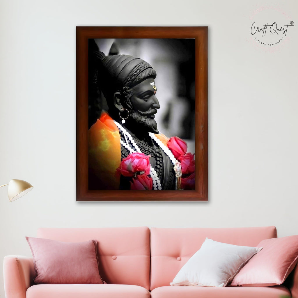 CRAFT QUEST Chattrapati Shivaji Maharaj Wall Painting With Acrylic Sheet | For Living, Pooja Room | Home Decoration Item | Best Gifting Option