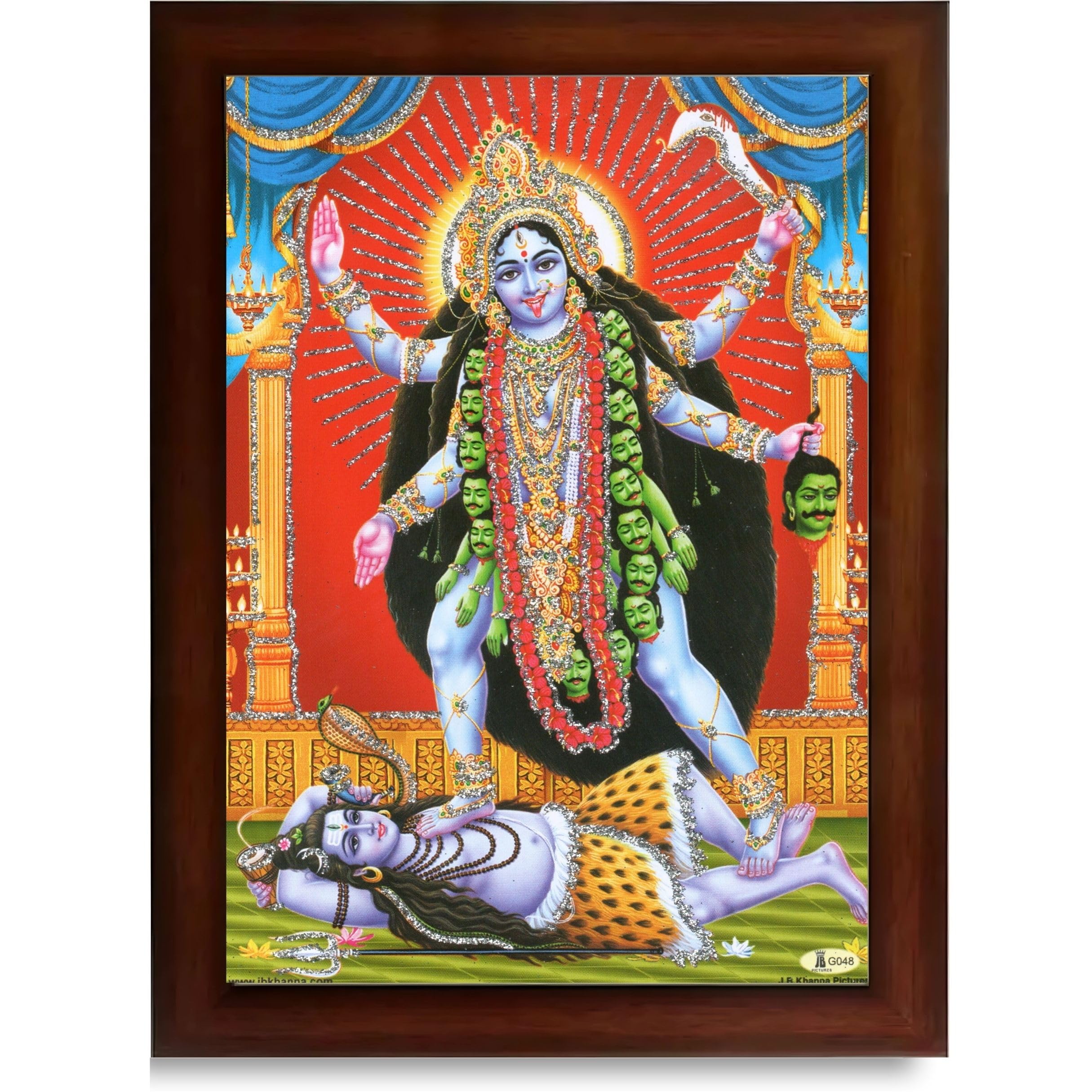 CRAFT QUEST Kali Mata photo with frame, God Religious Framed Painting With Acrylic Glass