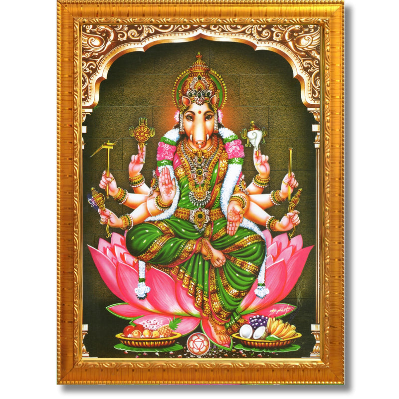 CRAFT QUEST Varahi Amman Photo Varahi Wall Painting Photo Frame | South God Frame for Home, Office, Temple & Gifting