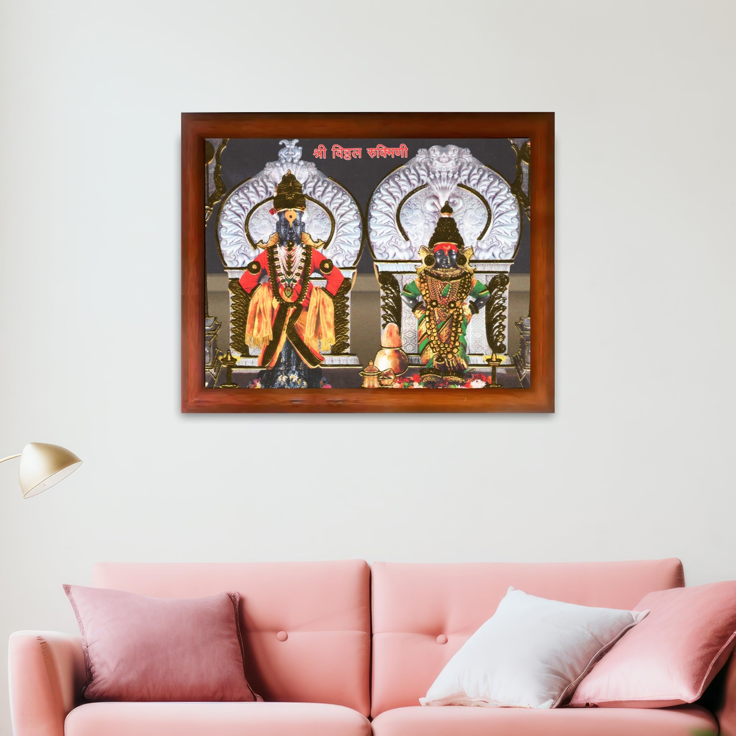 CRAFT QUEST Lord Shri Vitthal Rukmini Photo Frame with Acrylic Sheet Wall Hanging/Gift/Temple/puja Room/Home Decor