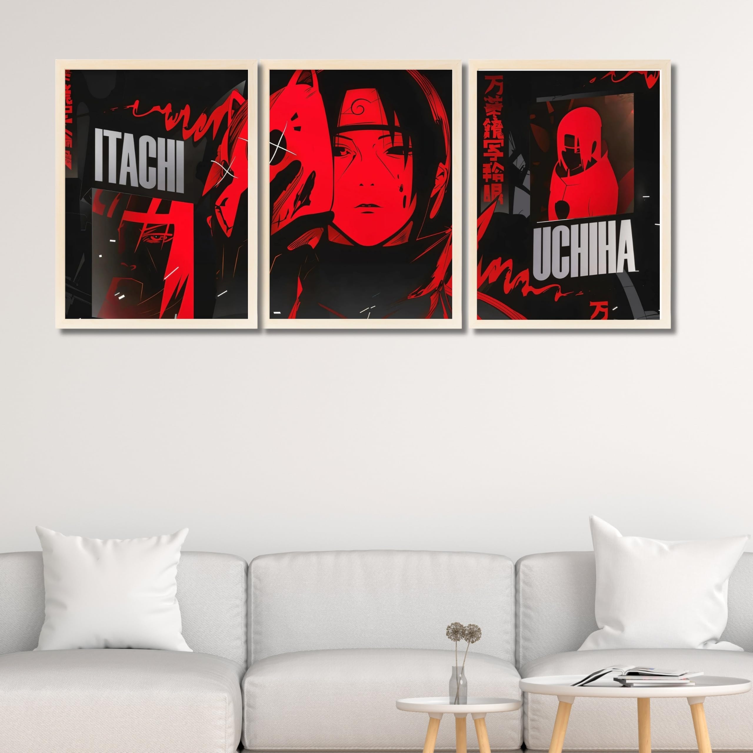 VENUXE ARTS Set Of 3 Anime Characters Wall Framed |Anime Characters Framed Poster for Living Room Bedroom Gaming Room Studio Wall Decor