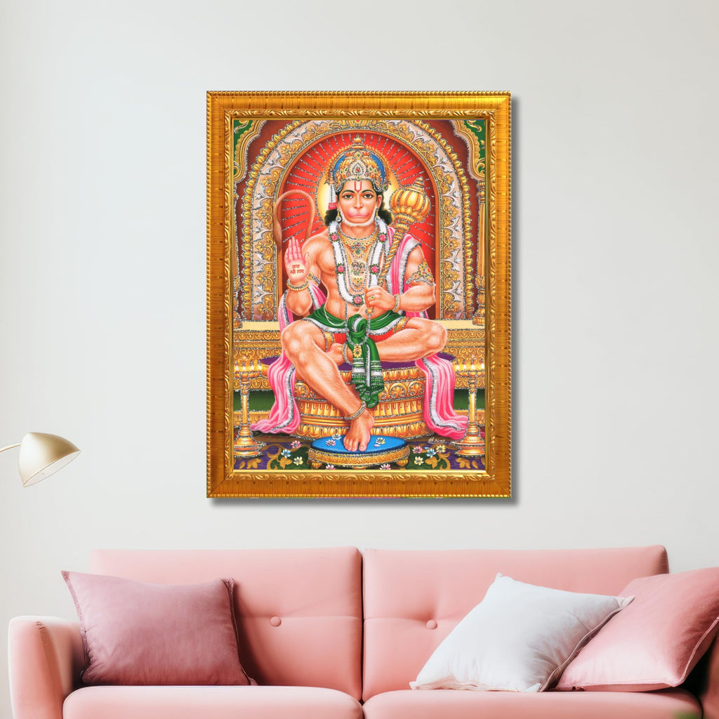 CRAFT QUEST Hanuman JI | Bajrangbali Religious Photo frame Decorative Item Synthetic frame