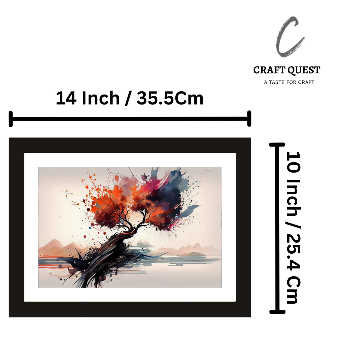 CRAFT QUEST Abstract Tropical Reverie Modern Art Poster Frame for Home & Office Wall Decoration - Portrait, Wall Display (Black, 14x10 Inch Frame with Art Print)