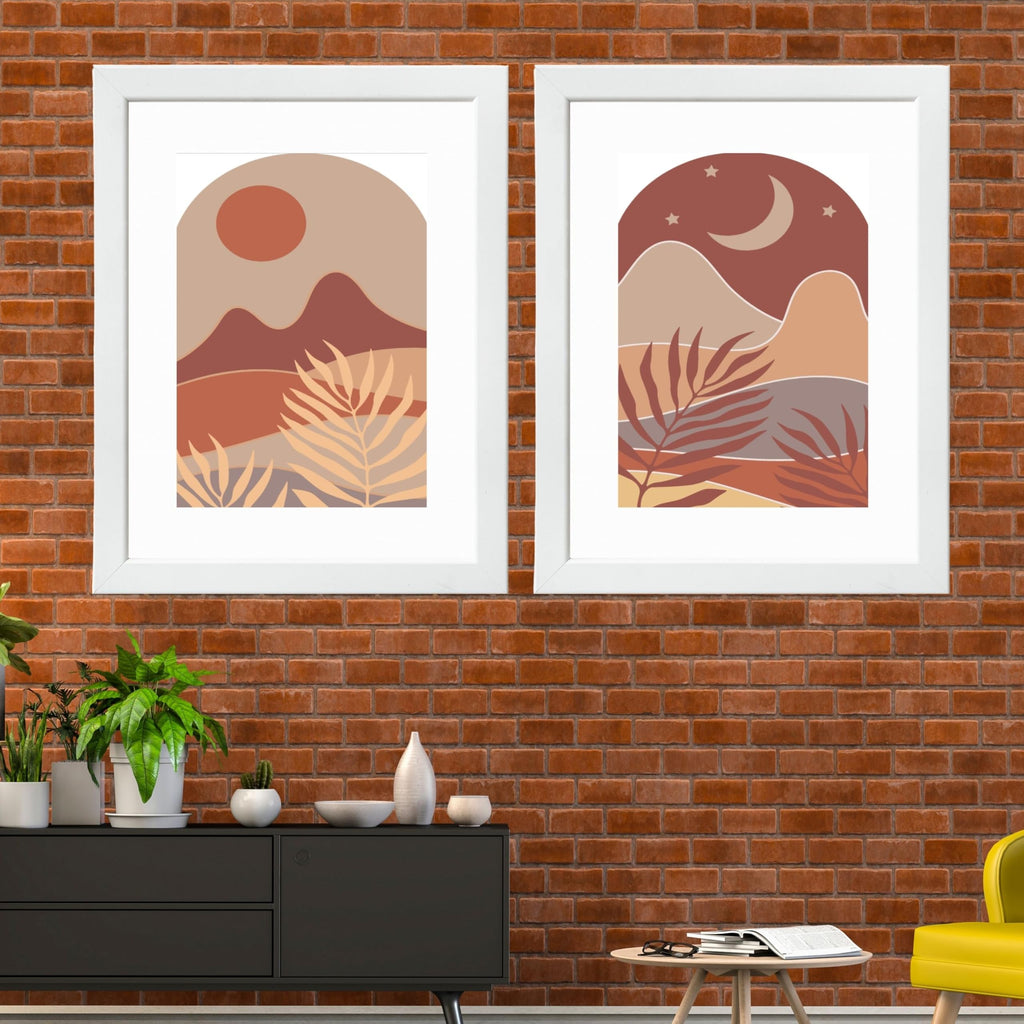 CRAFT QUEST Wall Art Decor Paintings | Set of 2 BOHO Wall Art Frames for Home Decoration | Ideal for Living Room, Bedroom & Office