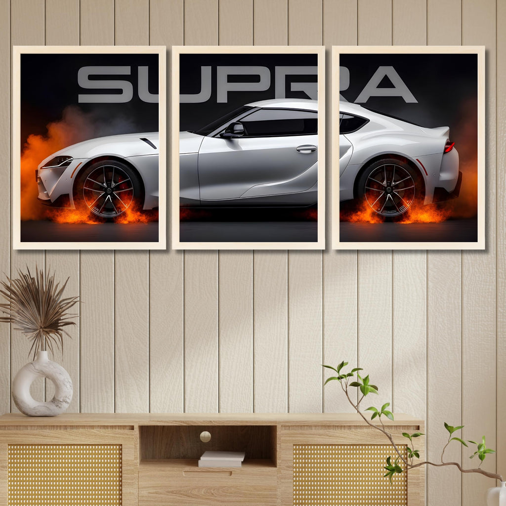 VENUXE ARTS Set Of 3 Big Sports Cars Framed Posters Gift Items for Boys Room Wall Decoration Bedroom Living Room Office Studio Décor | Car Poster Frame for Wall Décor