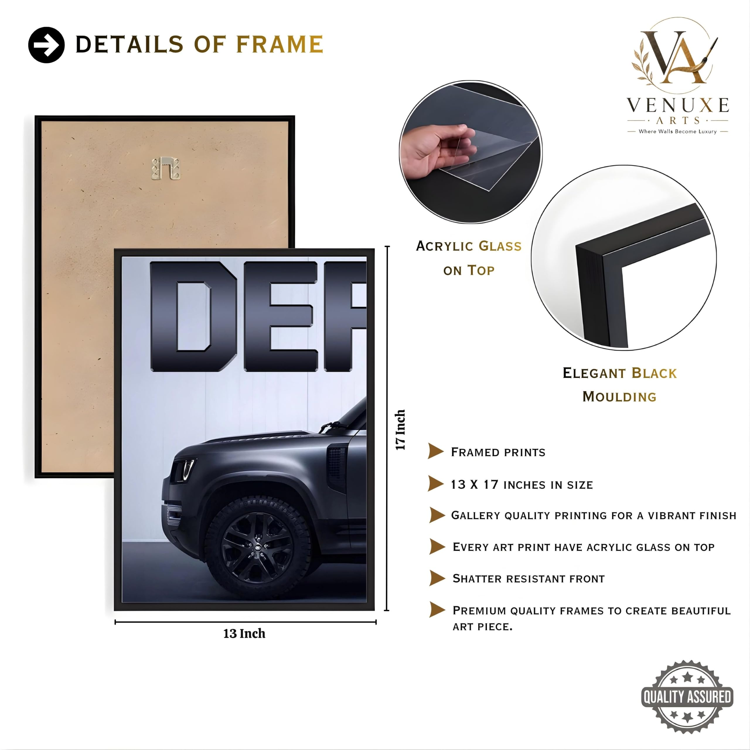 VENUXE ARTS Set Of 3 Big Sports Cars Framed Posters Gift Items for Boys Room Wall Decoration Bedroom Living Room Office Studio Décor | Car Poster Frame for Wall Décor