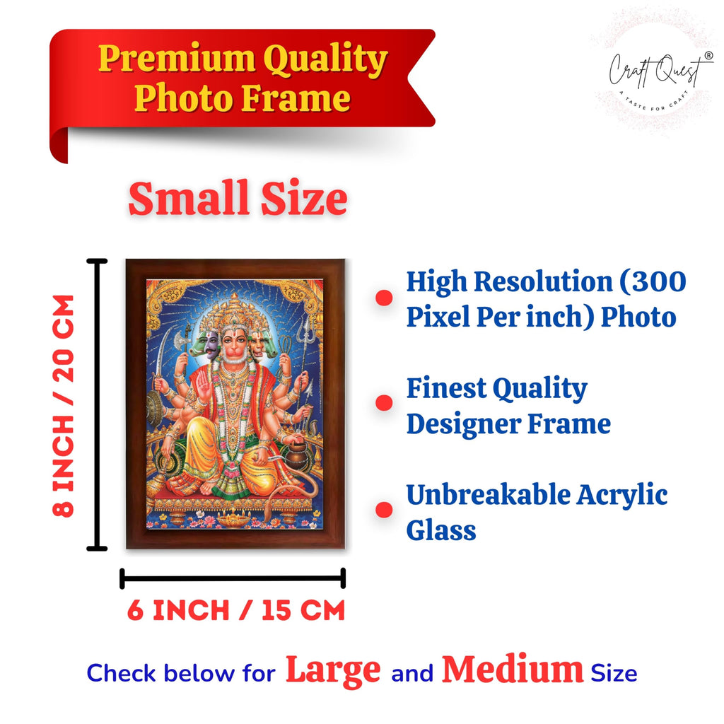 CRAFT QUEST Panchmukhi Hanuman JI | Bajrangbali Religious Photo frame