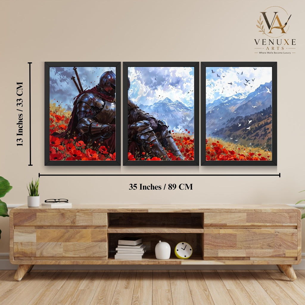 VENUXE ARTS Set Of 3 Anime Characters Wall Framed |Anime Characters Framed Poster for Living Room Bedroom Gaming Room Studio Wall Decor