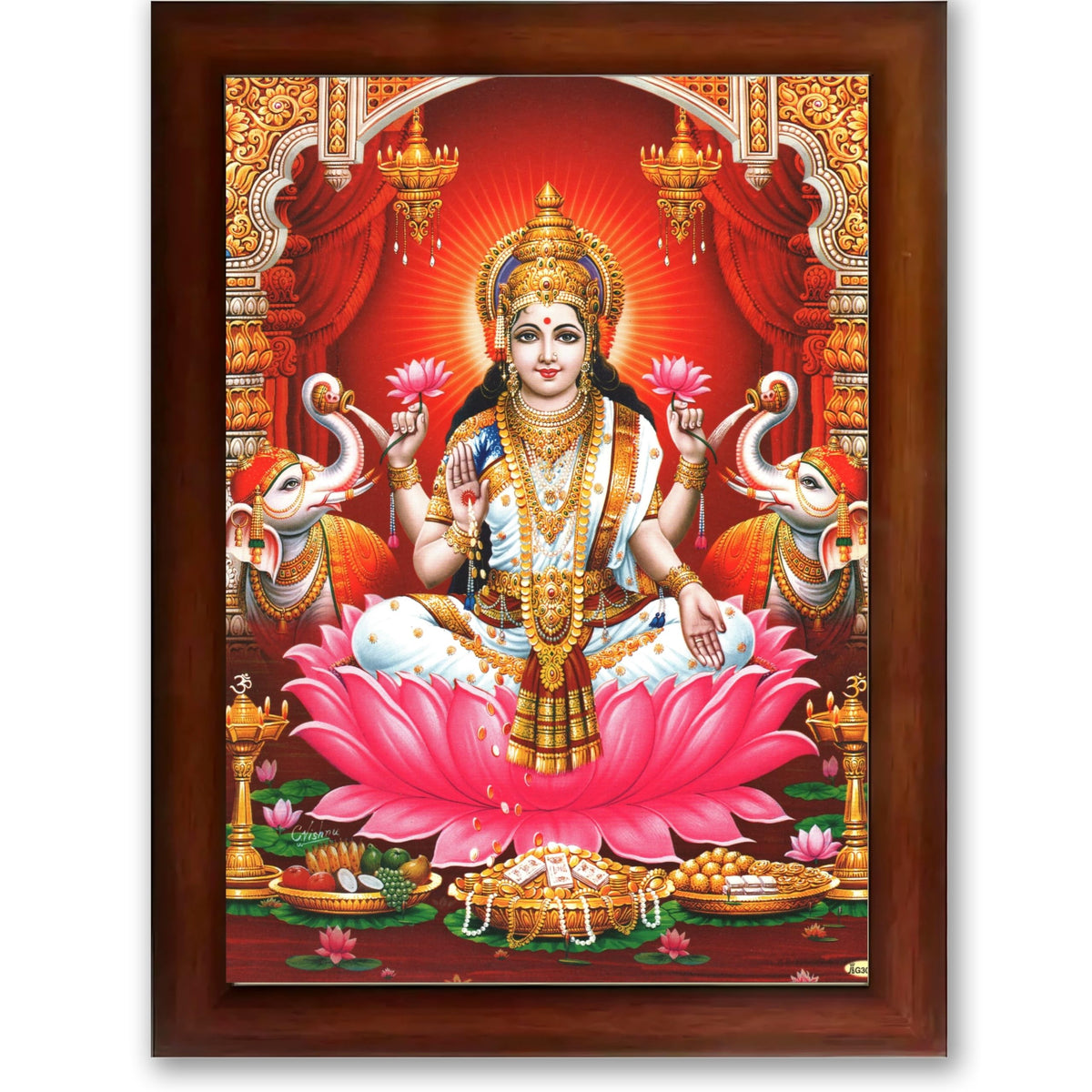 CRAFT QUEST Goddess Lakshmi Devi Dhana Vaibhav Laxmi Maa Wall Painting Frame Home Decor