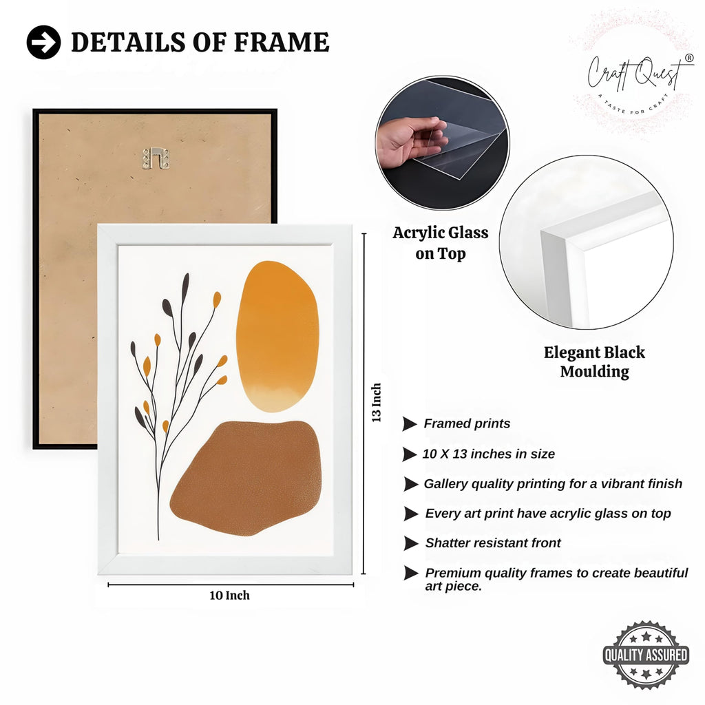 CRAFT QUEST SET OF 3 Organic Abstract Modern Wall Art | Set of 3 Frames for Home Decoration | Ideal for Living Room, Bedroom & Offices