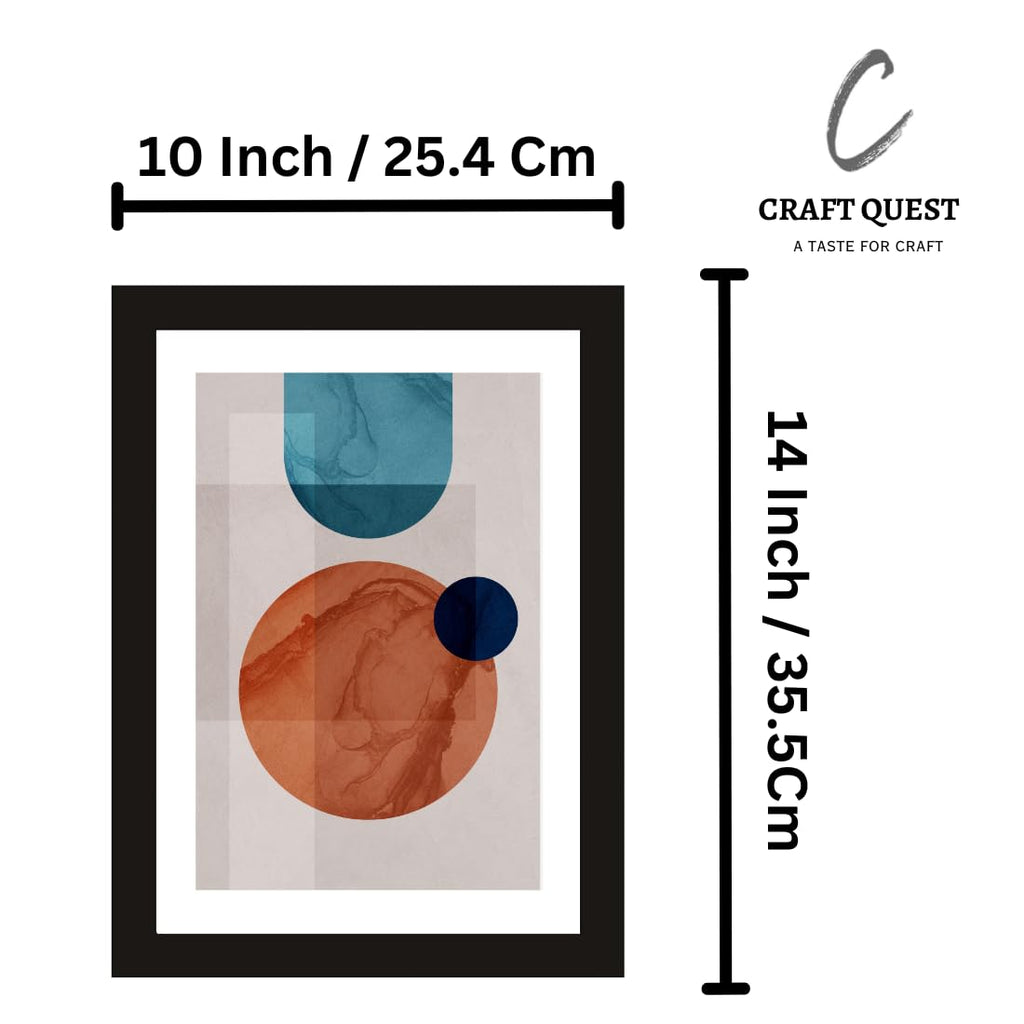 CRAFT QUEST Abstract Modern Quantum Quandary Art Poster Frame for Home & Office Wall Decoration - Portrait, Wall Display (Black, 14x10 Inch Frame with Art Print) (Tropical Reverie)