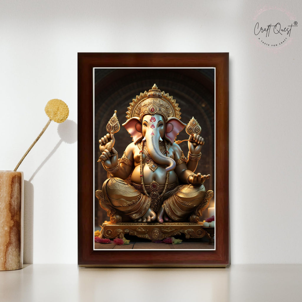 CRAFT QUEST Lord Ganpati Ganapathi Hanging Wall Painting Framed Home Decor GA-258