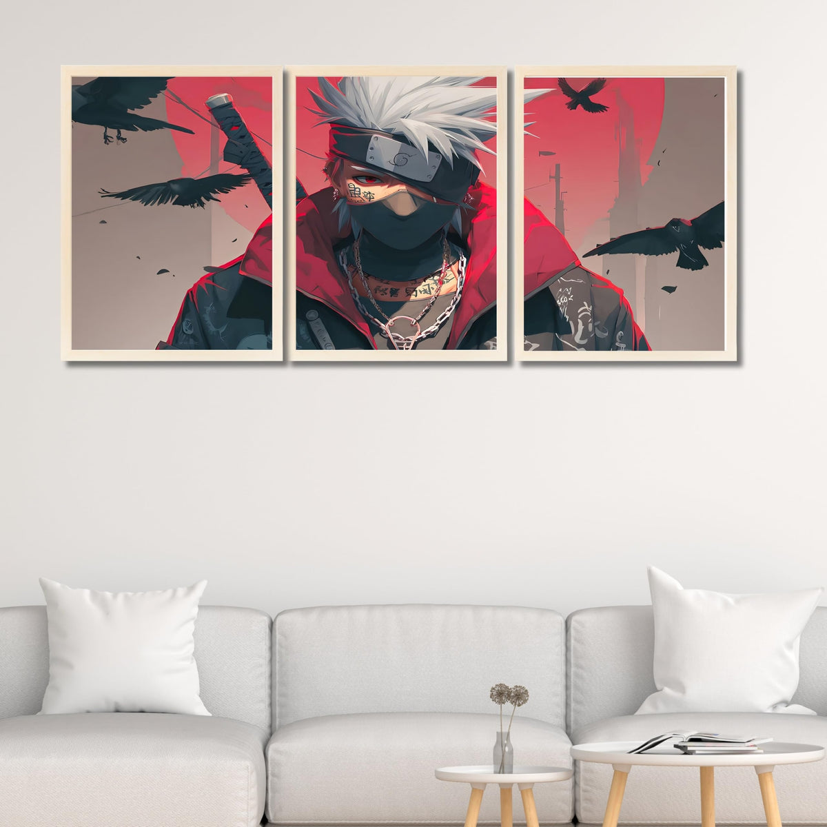 VENUXE ARTS Set Of 3 Anime Characters Wall Framed |Anime Characters Framed Poster for Living Room Bedroom Gaming Room Studio Wall Decor