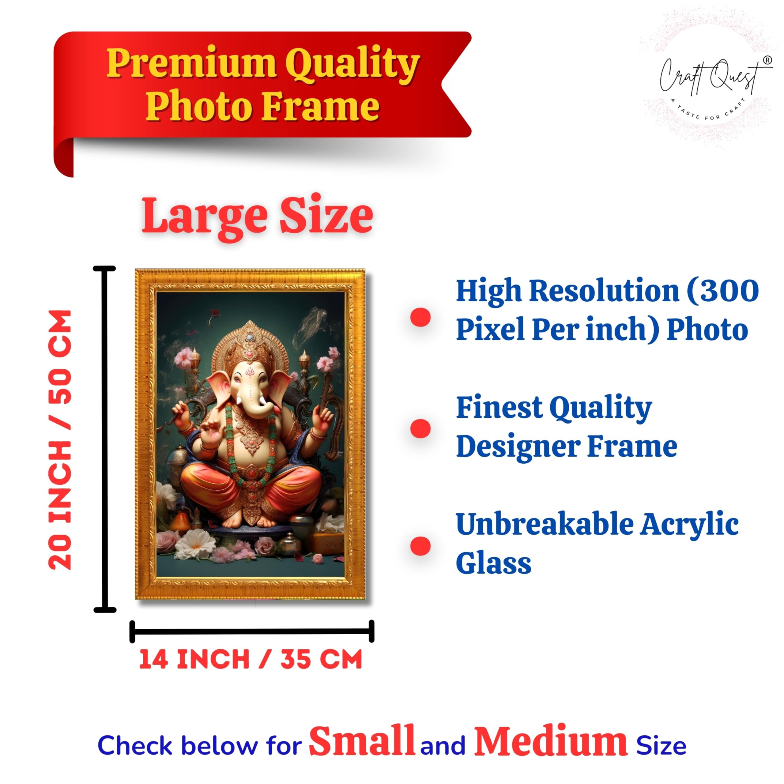 CRAFT QUEST Lord Ganesha Ganpati ji Abstract Modern Wall Painting With Frame For Home and Pooja,Office Décor