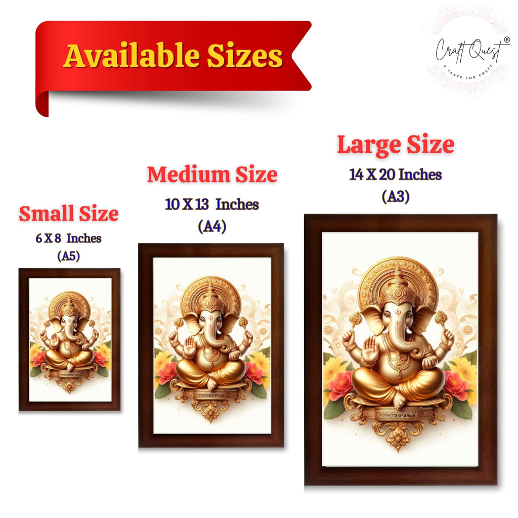 CRAFT QUEST Lord Ganesha Ganpati ji Modern Wall Art Painting With Frame For Pooja, Home and Office Decor,