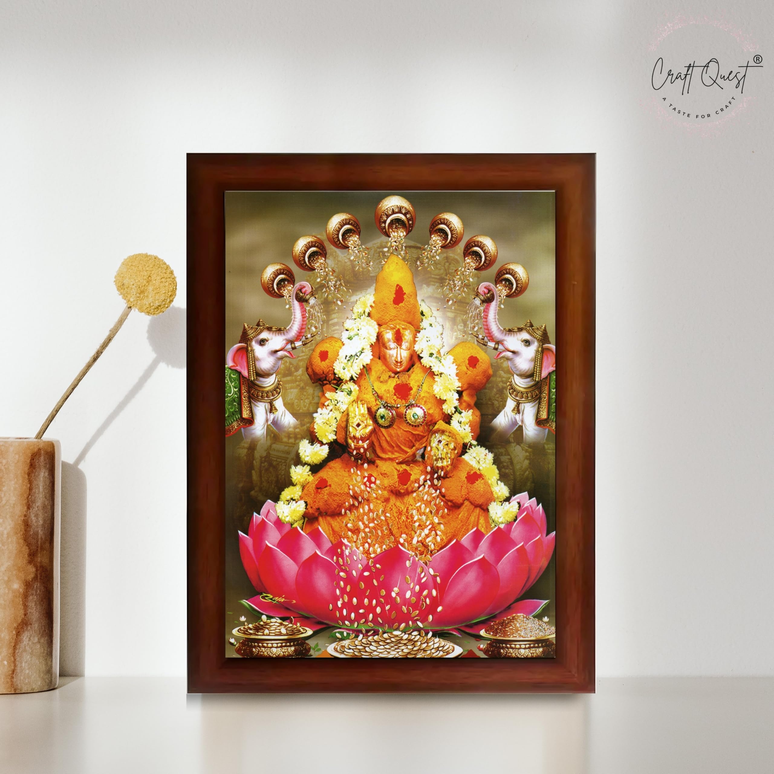 CRAFT QUEST Padmavati Devi Padmavathi Thayar Amman Wall Photo Framed | South God Picture Frame for Home, Office, Temple & Gifting, Decor