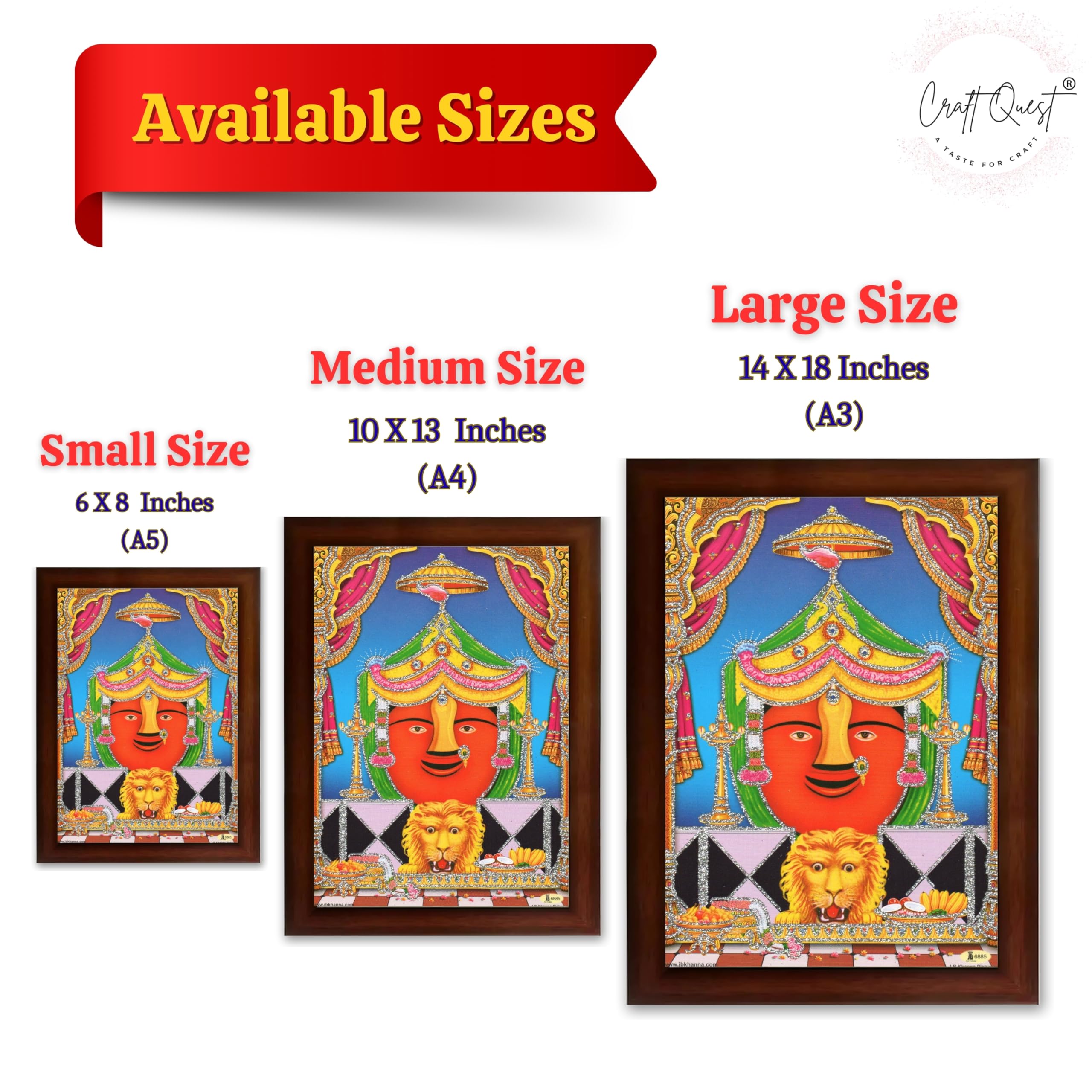 CRAFT QUEST Renuka mata Wooden Photo Frame With Acrylic Sheet For Worship/Pooja