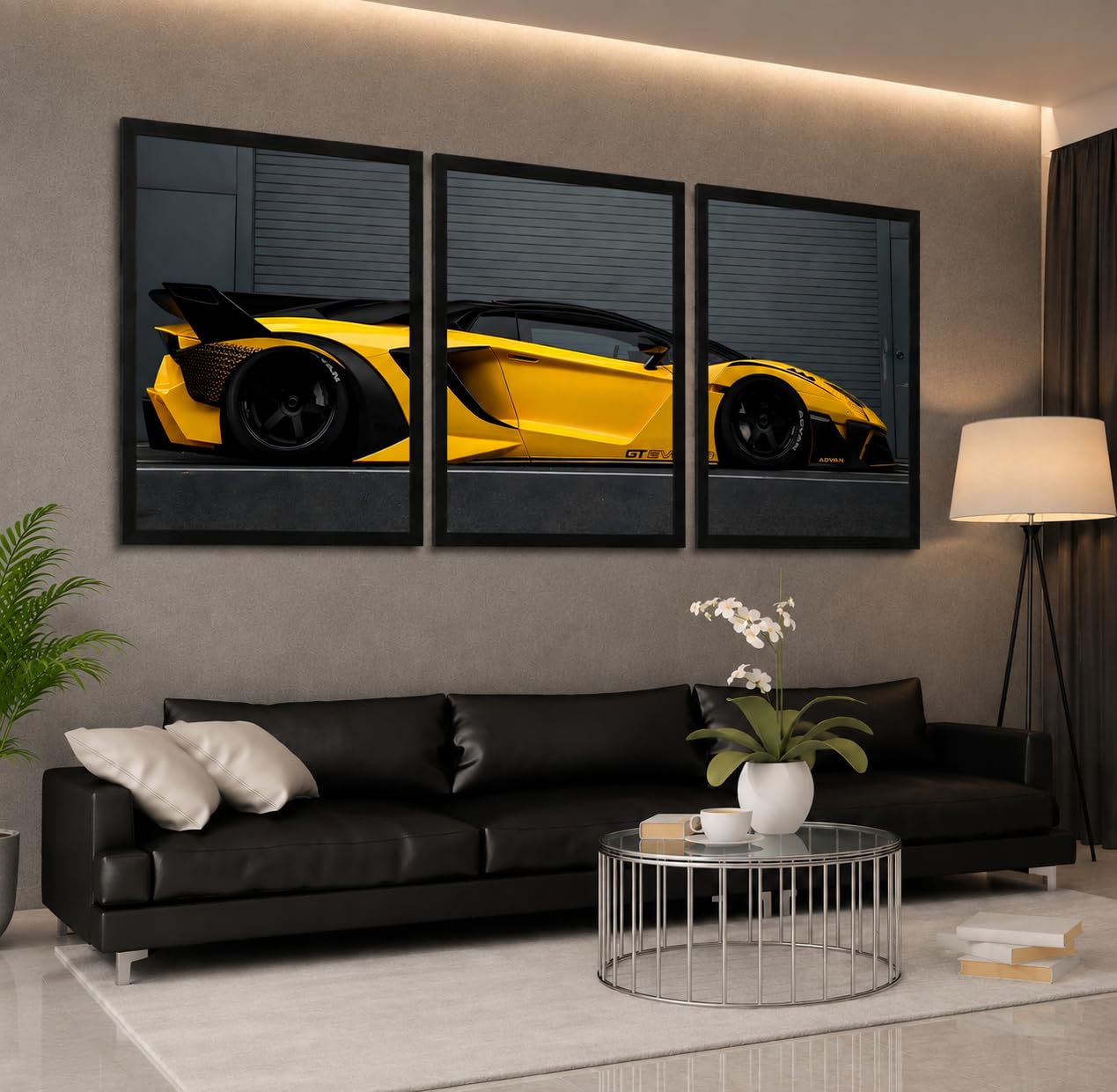 VENUXE ARTS Set Of 3 Big Sports Cars Framed Posters Gift Items for Boys Room Wall Decoration Bedroom Living Room Office Studio Décor | Car Poster Frame for Wall Décor