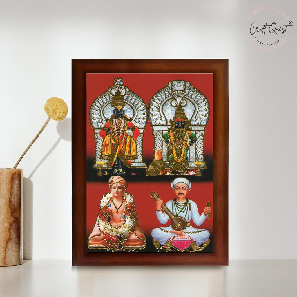 CRAFT QUEST Lord Shri Vitthal Rukmini Photo Frame with Acrylic Sheet Wall Hanging/Gift/Temple/puja Room/Home Decor Frame Item