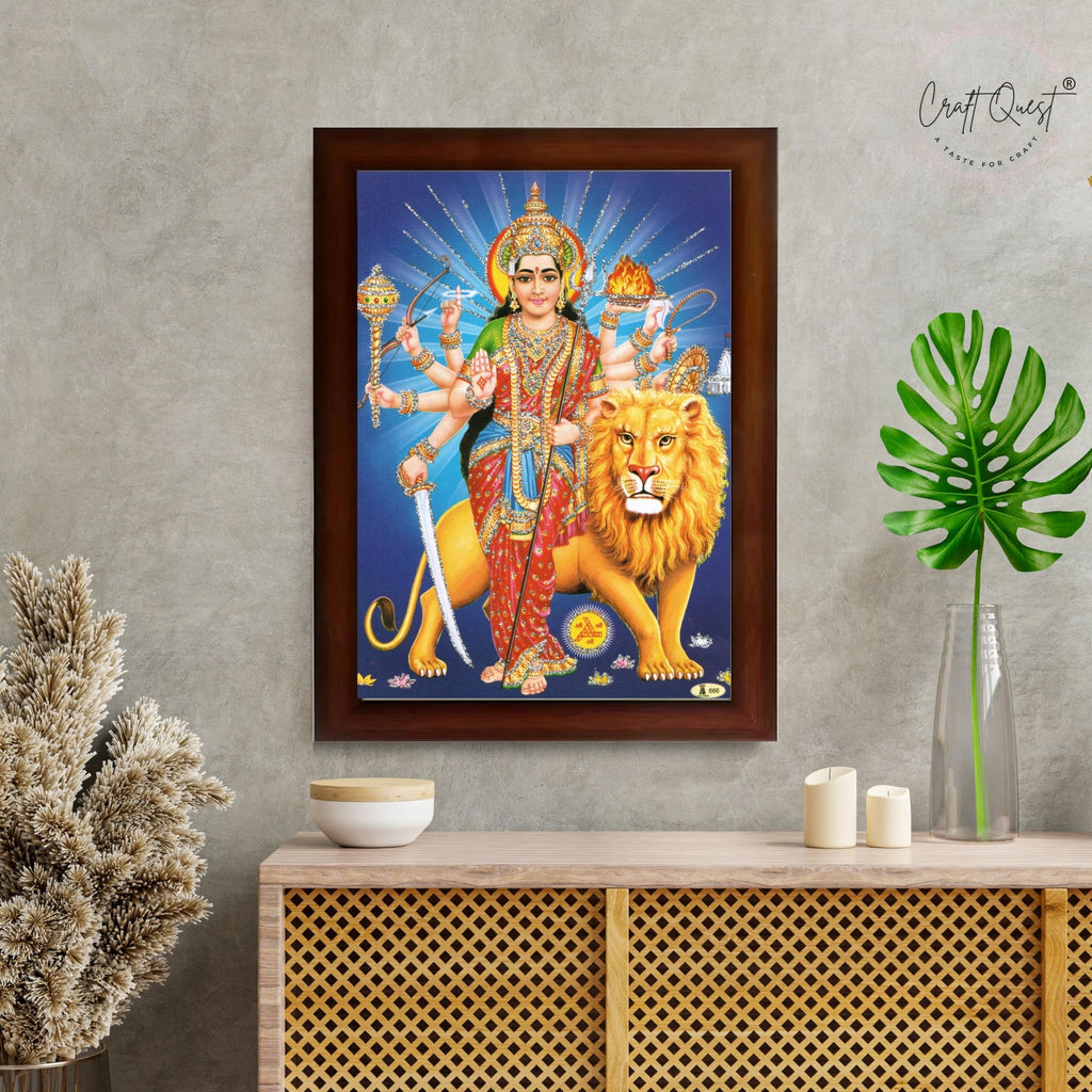 CRAFT QUEST Durga Maa MataJi Goddess Navdurga Wall Painting Framed Home and Pooja Décor