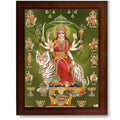 CRAFT QUEST Nav Durga mata photo with frame, God Religious Framed Painting (Large Size, Brown 14 X 10 Inches. Multicolour)