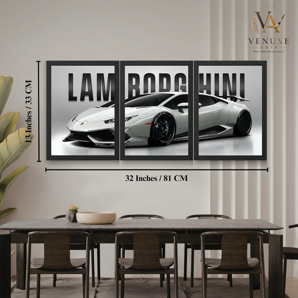 VENUXE ARTS Set Of 3 Big Sports Cars Framed Posters Gift Items for Boys Room Wall Decoration Bedroom Living Room Office Studio Décor | Car Poster Frame for Wall Décor