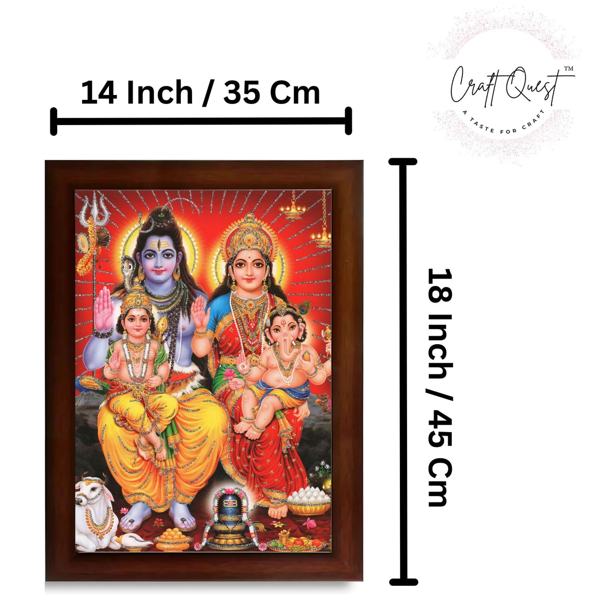 CRAFT QUEST Shiv Parivar Religious Wood Photo Frame with Acrylic glass