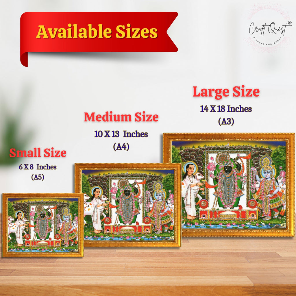CRAFT QUEST Shrinathji Photo with Frame Shreenathji Photo with Frame Religious Framed Painting Home Decorative Item Synthetic Wood frame