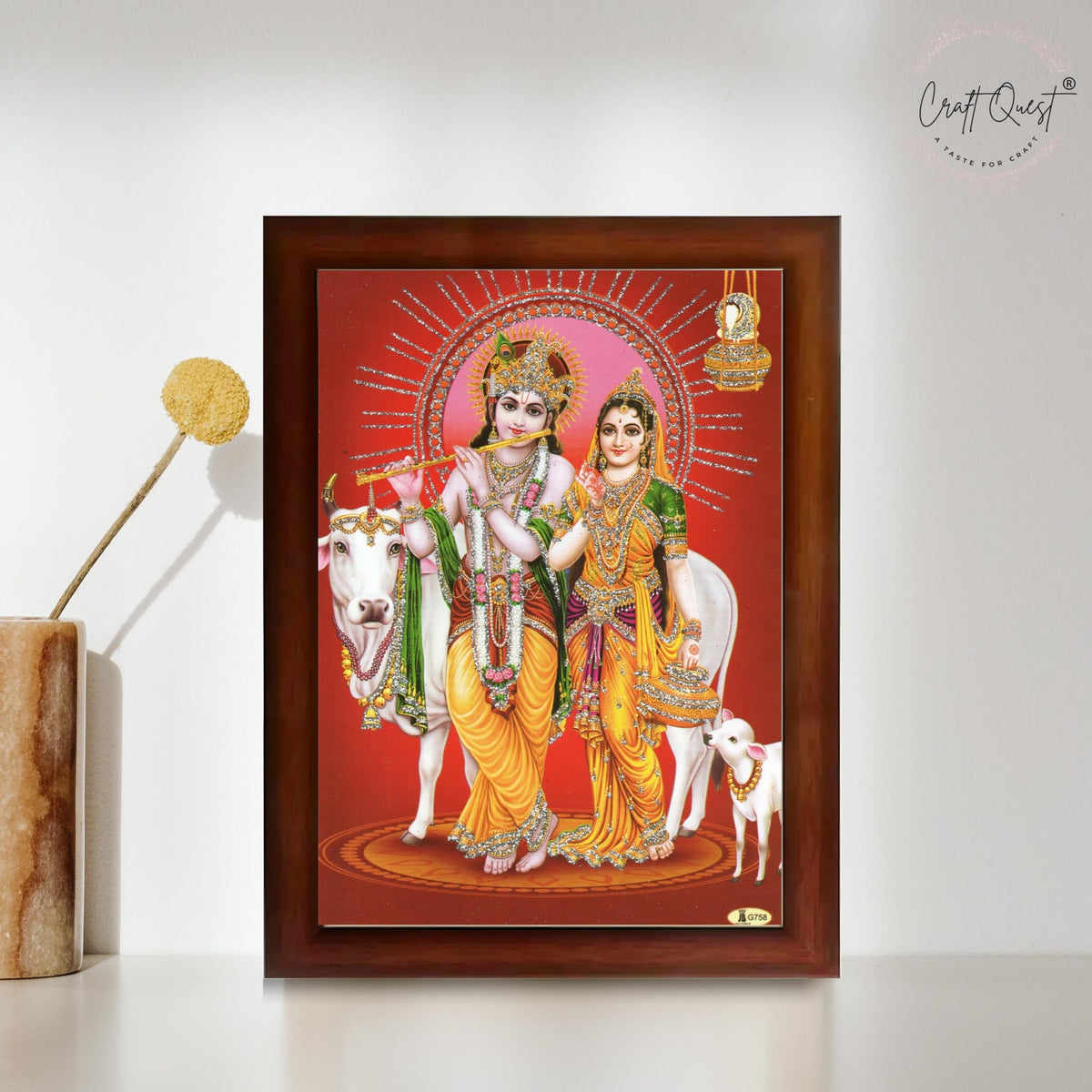 CRAFT QUEST Radha Krishna Photo Frame Wall Painting Framed Home Décor