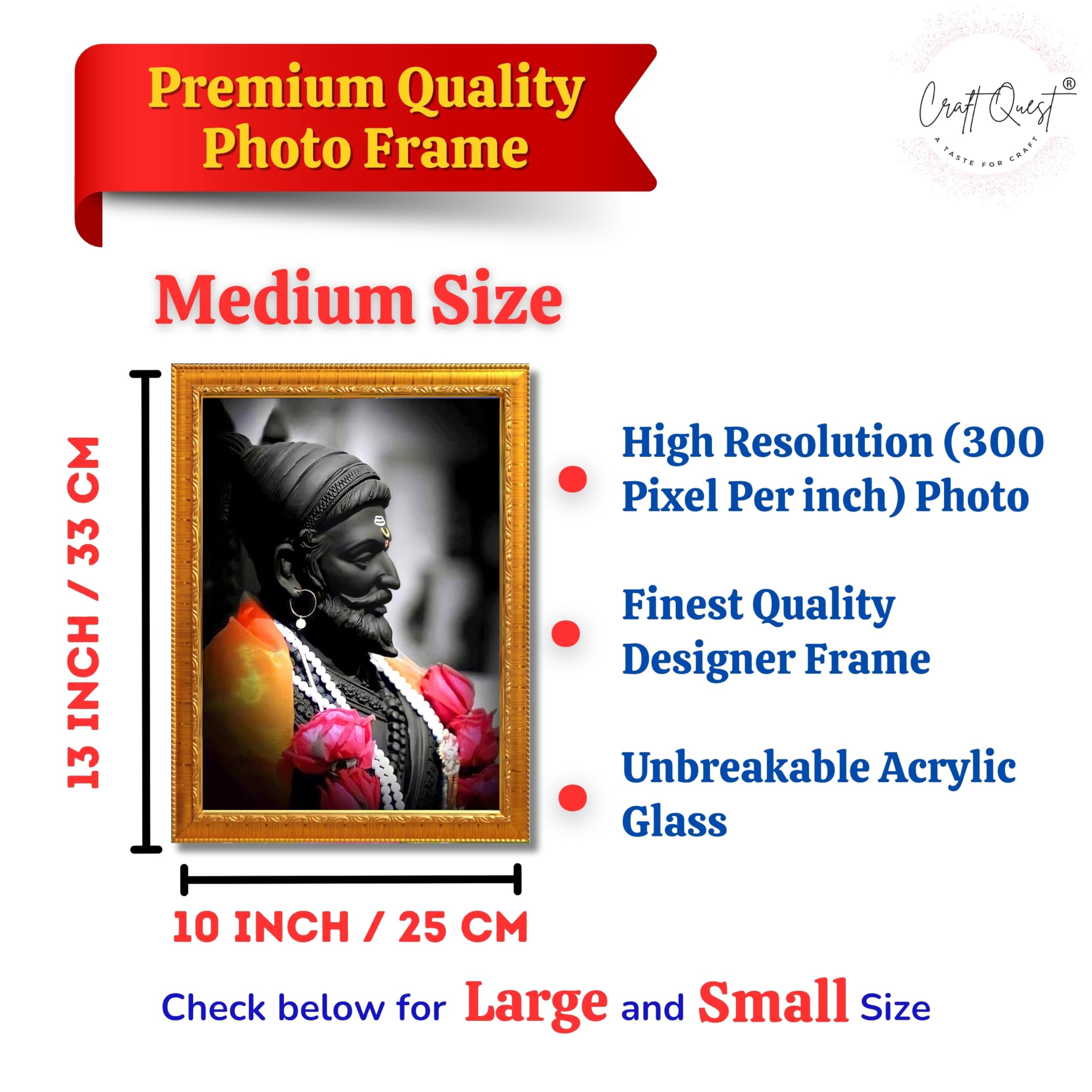 CRAFT QUEST Chattrapati Shivaji Maharaj Wall Painting With Acrylic Sheet | For Living, Pooja Room | Home Decoration Item | Best Gifting Option