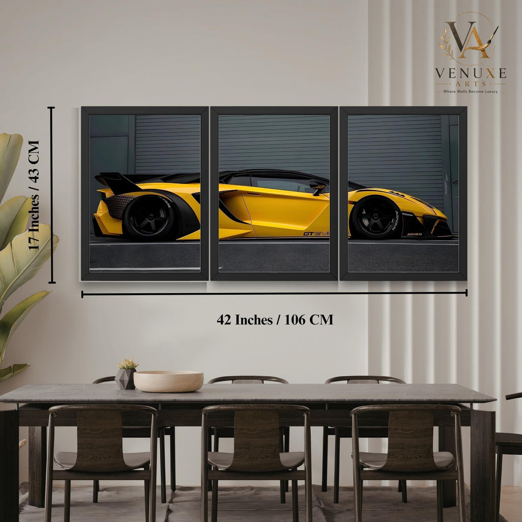 VENUXE ARTS Set Of 3 Big Sports Cars Framed Posters Gift Items for Boys Room Wall Decoration Bedroom Living Room Office Studio Décor | Car Poster Frame for Wall Décor