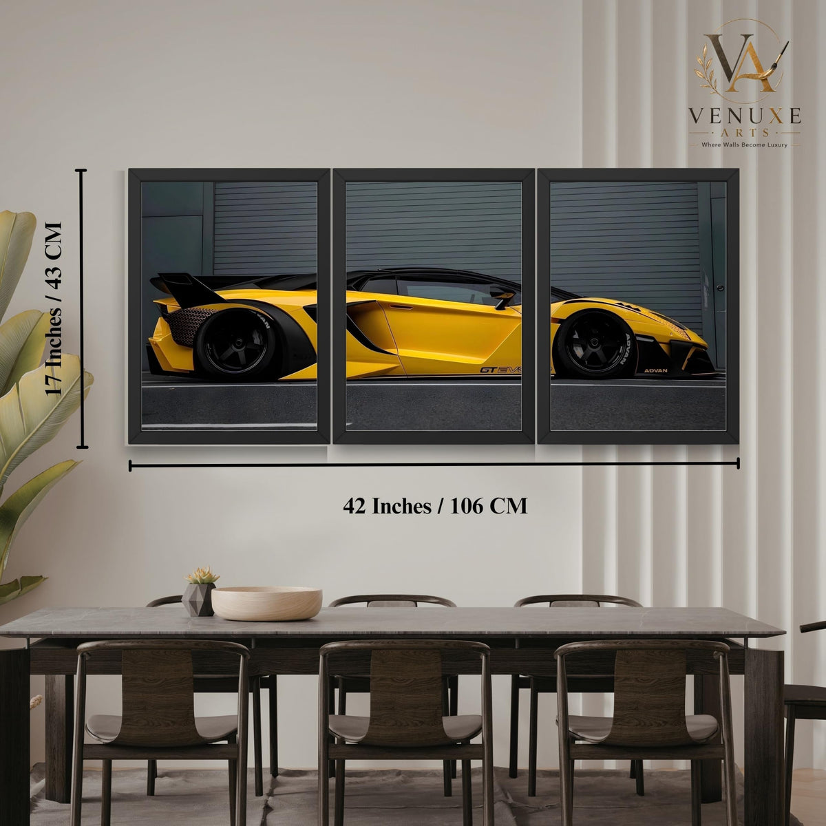 VENUXE ARTS Set Of 3 Big Sports Cars Framed Posters Gift Items for Boys Room Wall Decoration Bedroom Living Room Office Studio Décor | Car Poster Frame for Wall Décor