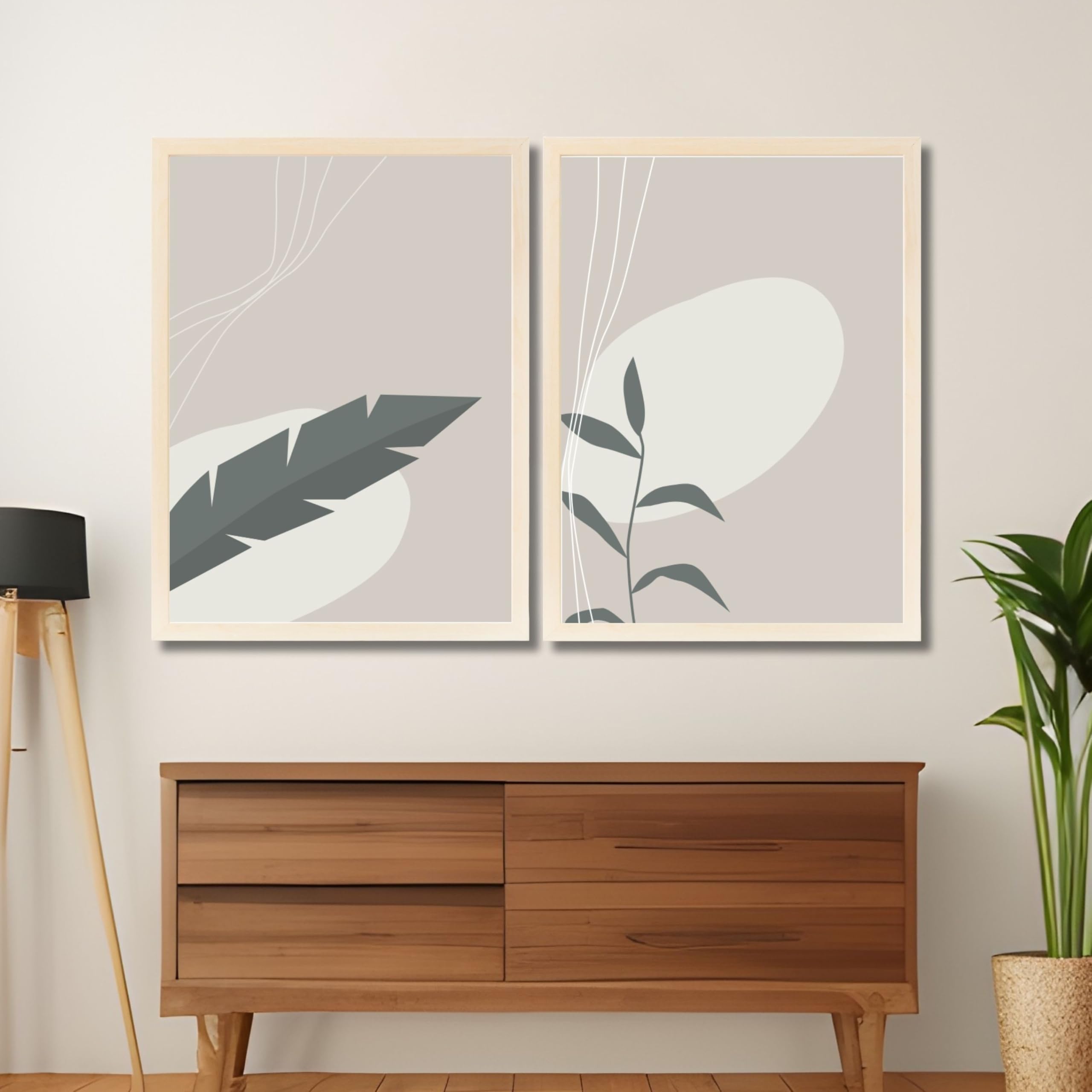 CRAFT QUEST Wall Art Decor Paintings | Set of 2 Floral Wall Art Frames for Home Decoration | Ideal for Living Room, Bedroom & Office (Style 112)