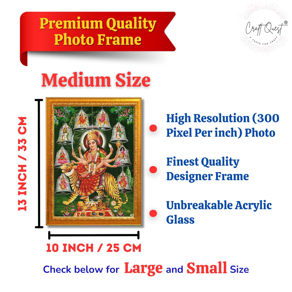 CRAFT QUEST Durga Maa Mata Goddess Nav Navadurga Navdurga Wall Painting Framed Home Decor