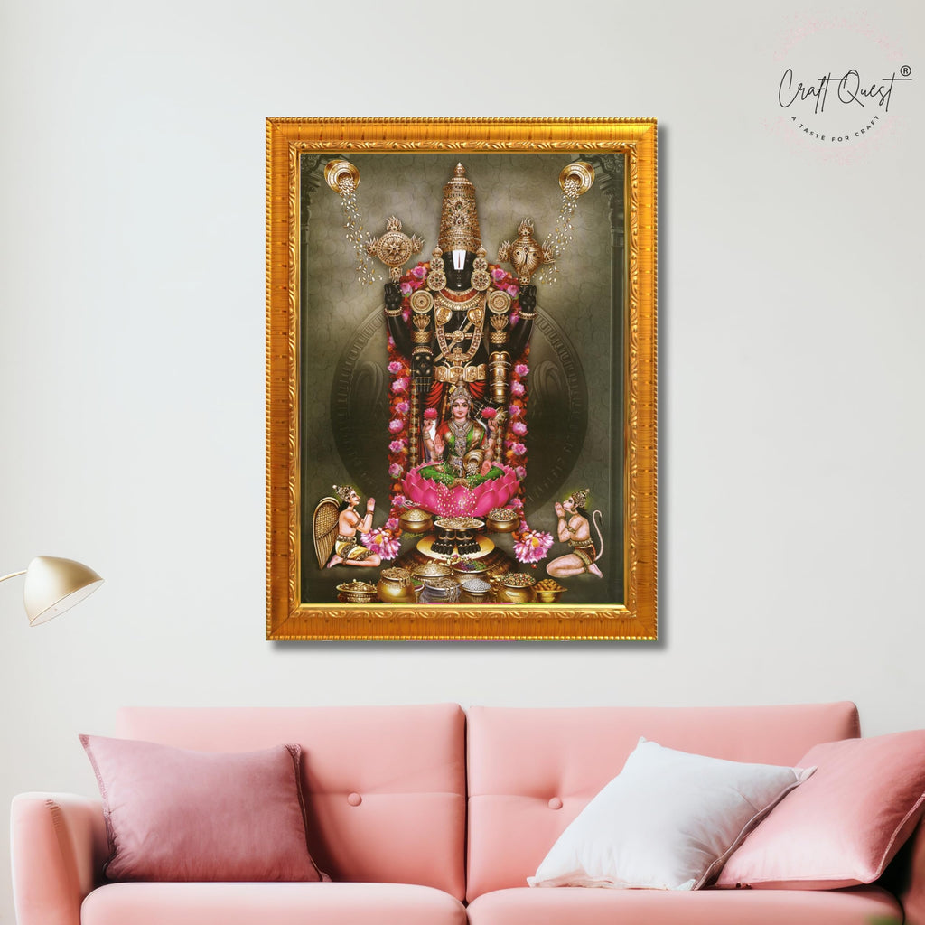 CRAFT QUEST Venkateshwara Tirupati Balaji Lakshmi venkateshwer Swamy Wall Photo Frame For Home, Temple, Pooja, Wall Décor Item