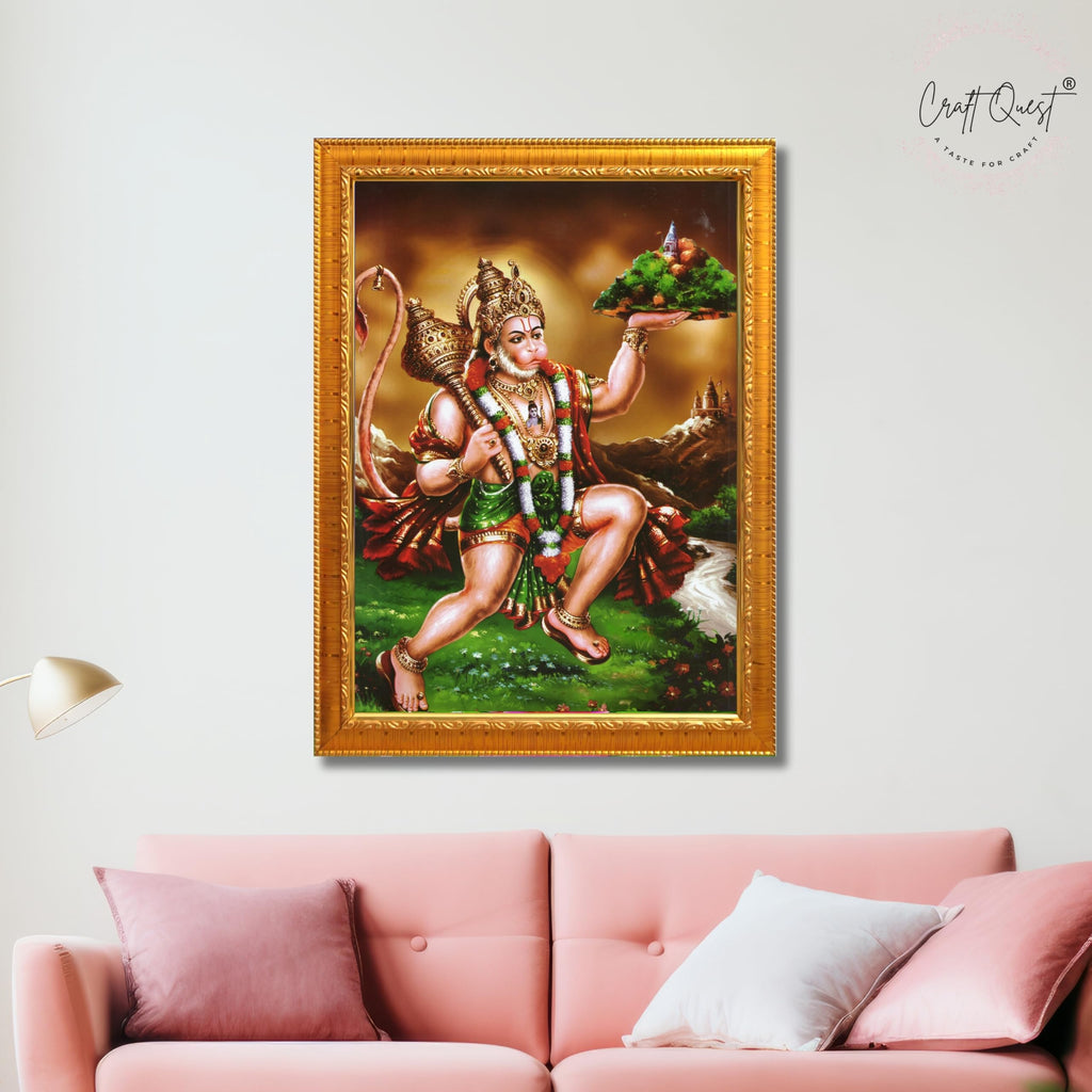 CRAFT QUEST Lord Bajrang Bali Hanuman Ji Photo Frame | Acrylic Glass, Lightweight & Waterproof | Ideal for Home, Office, Temple & Puja Room Wall Decor