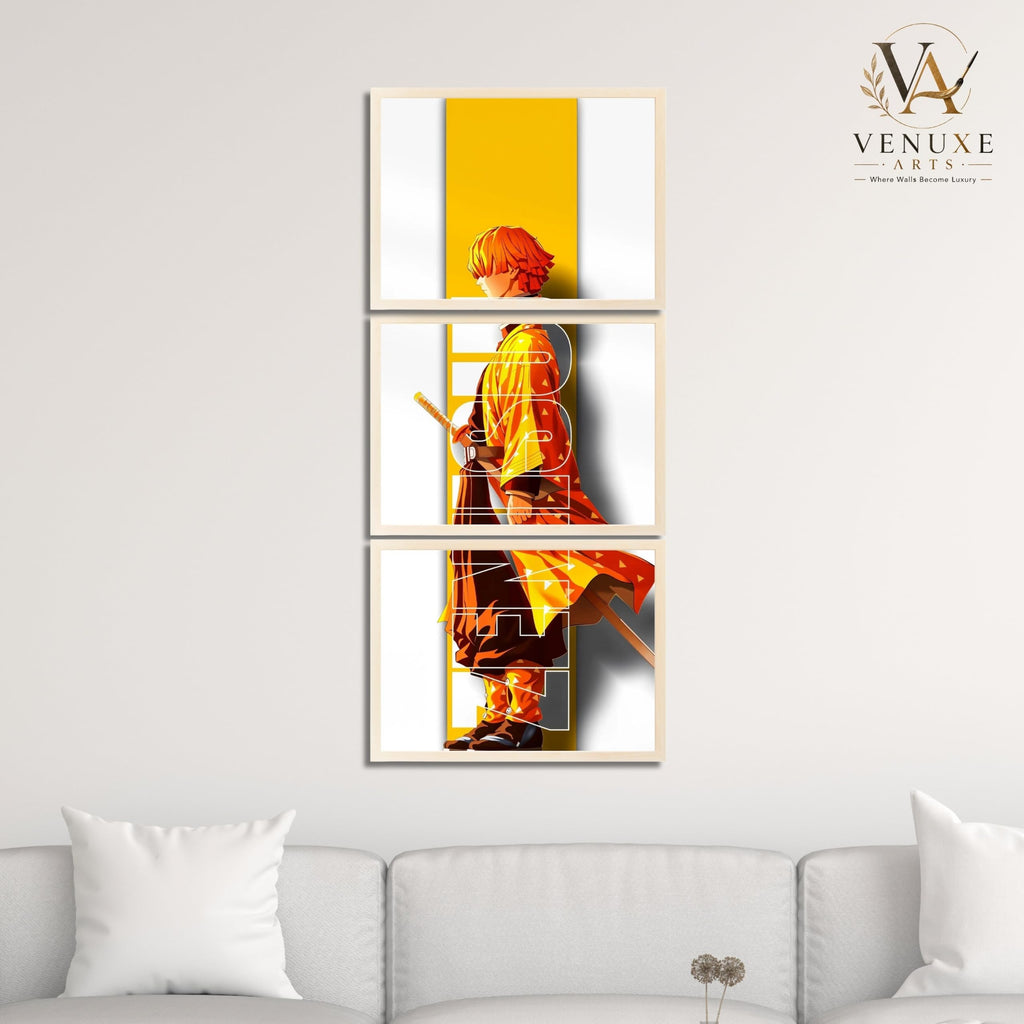 VENUXE ARTS Set Of 3 Anime Characters Wall Framed |Anime Characters Framed Poster for Living Room Bedroom Gaming Room Studio Wall Decor